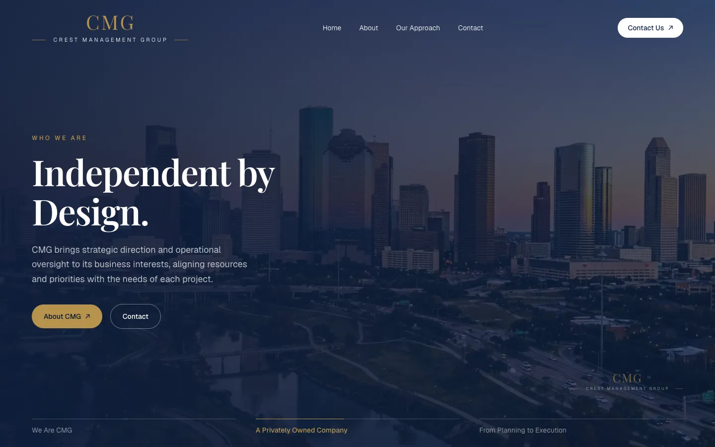 Crest Management Group website on desktop, designed by CALLIE BRAND
