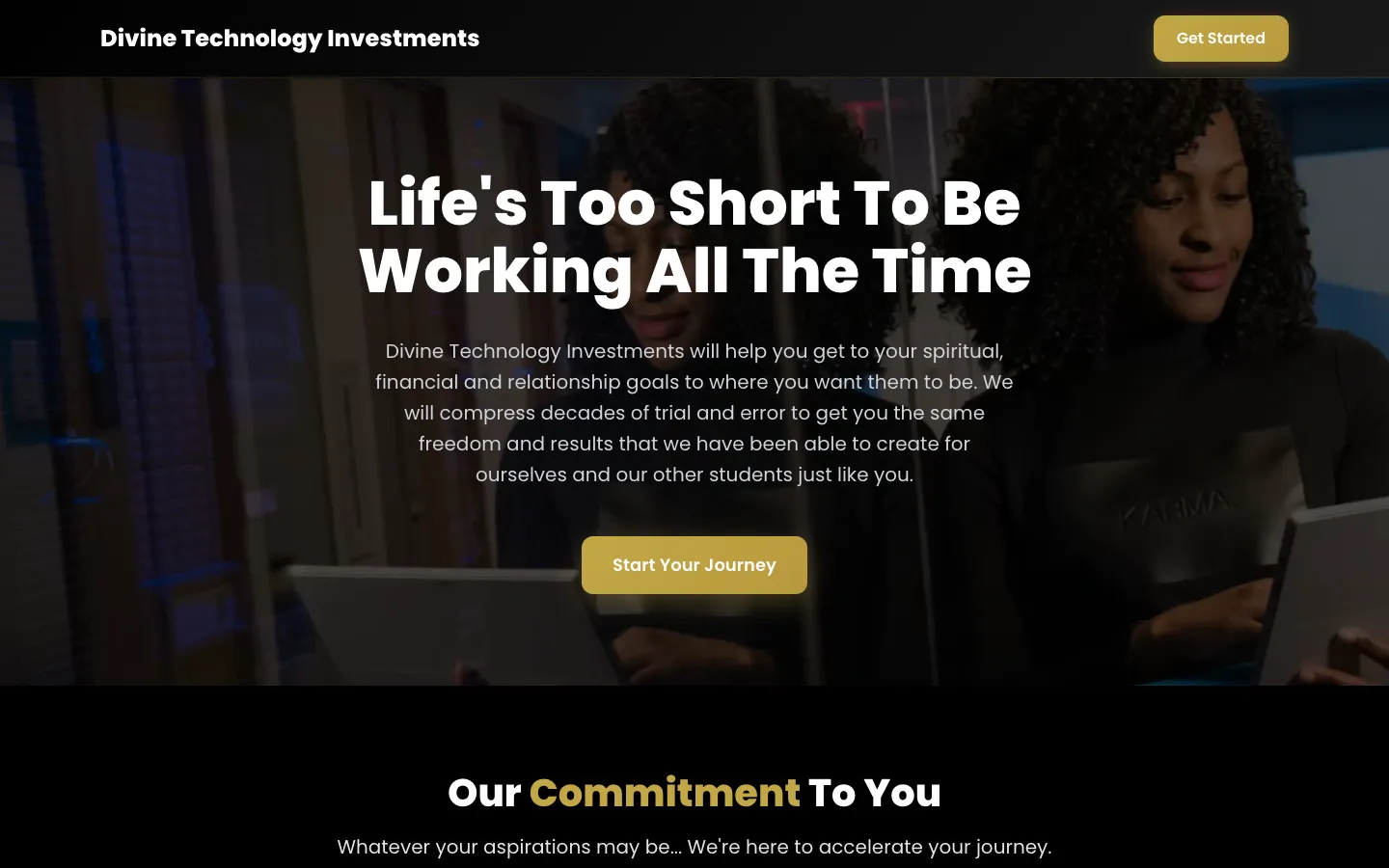 Divine Technology Investments website on desktop, designed by CALLIE BRAND