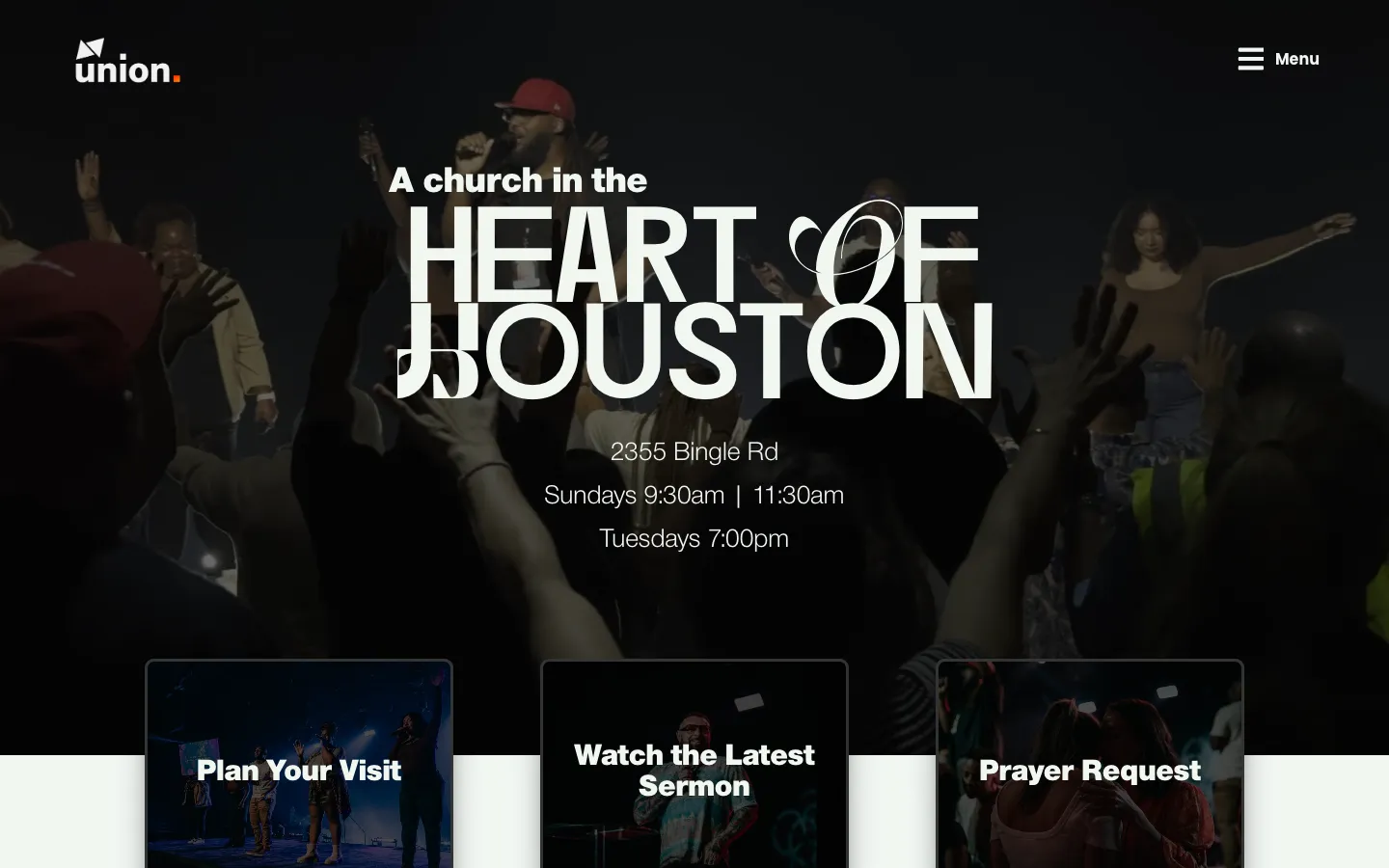 Union Houston website on desktop, designed by CALLIE BRAND