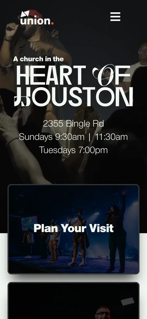 Union Houston website on mobile